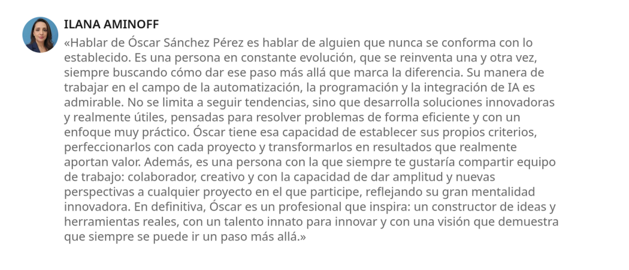 Recomendación de LinkedIn 6